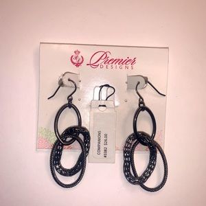 Premier Designs, chrome, Oval, Dangle Earrings.